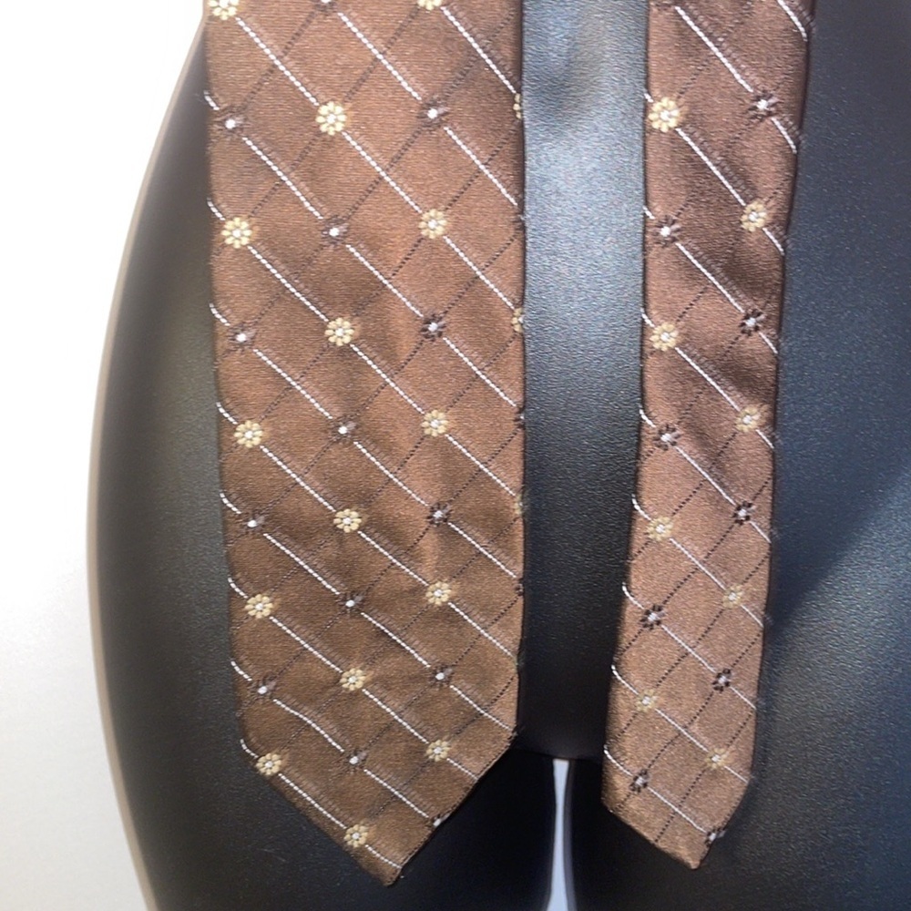Givenchy Brown Floral Embroidered Polyester Vintage Necktie Tie